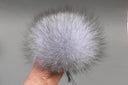 Silver Fur Pom Pom, Real Fur Pompom for Hat, Fluffy Fur Ball Gray, Fox Fur Pom Pom, Fuzzy Pompom for Hat, Puff Bommel, Genuine Fur Pompom