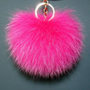 Hot pink fur keychain, Pink pom pom keychain, Fur ball key chain, Furry pink bag charm, Fluffy key fob pompom, Fuzzy key ring, Purse charm