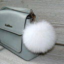 Genuine Fur Keychain Bag Charm, Fuzzy Keyring, Real Fur Key Chain, White Fluffy Accessory, Handbag Charm, Purse Charm