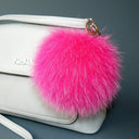 Hot pink fur keychain, Pink pom pom keychain, Fur ball key chain, Furry pink bag charm, Fluffy key fob pompom, Fuzzy key ring, Purse charm