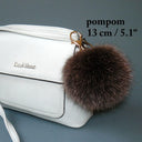 Brown Pom Pom Key Chain for Women, Fluffy Keychain Charm for Bag Accessories, Fur Ball Key Ring, Fuzzy Purse Charm Pompom
