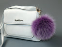 Fluffy Fur Pom Pom Keychain, Furry Key Fob, Real Fur Key Chain, Purple Orchid Fur Ball Key Ring, Birthday Gift For Daughter, Backpack Pompom