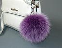 Fluffy Fur Pom Pom Keychain, Furry Key Fob, Real Fur Key Chain, Purple Orchid Fur Ball Key Ring, Birthday Gift For Daughter, Backpack Pompom