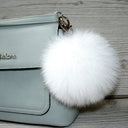 Genuine Fur Keychain Bag Charm, Fuzzy Keyring, Real Fur Key Chain, White Fluffy Accessory, Handbag Charm, Purse Charm
