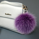 Fluffy Fur Pom Pom Keychain, Furry Key Fob, Real Fur Key Chain, Purple Orchid Fur Ball Key Ring, Birthday Gift For Daughter, Backpack Pompom