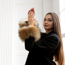 Fluffy Raccoon Fur Cuffs, Real Fur Sleeve Trim, Detachable Fur Wrist Warmers, Handmade Winter Accessory for Women, Fuzzy Cuffs Fur Coat