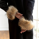Fluffy Raccoon Fur Cuffs, Real Fur Sleeve Trim, Detachable Fur Wrist Warmers, Handmade Winter Accessory for Women, Fuzzy Cuffs Fur Coat