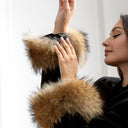Fluffy Raccoon Fur Cuffs, Real Fur Sleeve Trim, Detachable Fur Wrist Warmers, Handmade Winter Accessory for Women, Fuzzy Cuffs Fur Coat