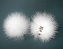 White Wedding Shoe Clips, Fur Ball Shoe Charms, White Fur Ornaments, Pom Pom Brooch, Shoe Decoration, Fluffy Shoe Accessories For Bridesmaid