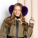 Hot Purple Fur Women's Earmuffs, Soft Fox Fur Ear Warmers, Purple Fluffy Ear Muffs for Her, Stylish Winter Accessories, Secret Santa Gift