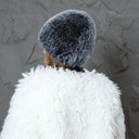 Oversized Fur Beanie, Fluffy Fox Fur Hat, Gray Real Fur Hat Women, Fur Winter Hat, Fuzzy Ladies Hats, Fur Accessories, Wife Christmas Gift