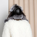 Silver Fox Fur Hat, Oversized Trapper Hat Women, Cold Weather Hat, Warm Fluffy Hat, Leather Ushanka, Fur Aviator Hat, Christmas Gift For Mom