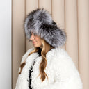 Silver Fox Fur Hat, Oversized Trapper Hat Women, Cold Weather Hat, Warm Fluffy Hat, Leather Ushanka, Fur Aviator Hat, Christmas Gift For Mom