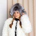 Silver Fox Fur Hat, Oversized Trapper Hat Women, Cold Weather Hat, Warm Fluffy Hat, Leather Ushanka, Fur Aviator Hat, Christmas Gift For Mom