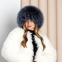 Oversized Winter Hat From Real Raccoon Fur, Gray Blue Furry Hat, Handmade Kubanka Hat, Fashion Women Hat For Cold Weather, Gift For Wife