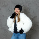 Mink Fur Winter Set, Womens Real Fur Headband With Fingerless Mittens, Fur Headband Scarf, Ear & Neck Warmer, Cozy Gift Set For Sister