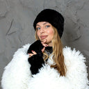 Mink Fur Winter Set, Womens Real Fur Headband With Fingerless Mittens, Fur Headband Scarf, Ear & Neck Warmer, Cozy Gift Set For Sister