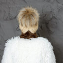 Real Mink Fur Hat with Raccoon Pompom, Fluffy Beige Winter Hat for Women, Handmade Premium Fur Beanie, Warm & Stylish Cold Weather Accessory