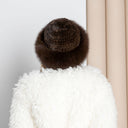 Mink Hat Women, Real Fur Knitted Hat with Fox Fur Trim, Fluffy Bucket Hat, Winter Womens Hat, Soft Winter Headwear for Her, Fuzzy Mink Hat