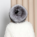 Luxury Silver Fox Fur Hat with Detachable Tail, Real Fur Winter Hat for Women, Oversized Fur Cap, Warm Fuzzy Hat, Christmas Gift For Wife
