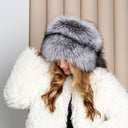 Luxury Silver Fox Fur Hat with Detachable Tail, Real Fur Winter Unisex Hat, Oversized Fluffy Cap, Warm Fuzzy Hat, Christmas Gift For Wife