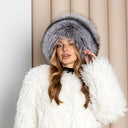 Luxury Silver Fox Fur Hat with Detachable Tail, Real Fur Winter Hat for Women, Oversized Fur Cap, Warm Fuzzy Hat, Christmas Gift For Wife