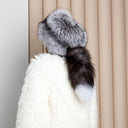 Luxury Silver Fox Fur Hat with Detachable Tail, Real Fur Winter Unisex Hat, Oversized Fluffy Cap, Warm Fuzzy Hat, Christmas Gift For Wife