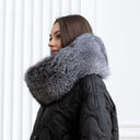 Premium Silver Fox Fur Collar, Warm Winter Scarf, Detachable Collar for Coat, Real Fur Wrap, Fur Collar for Cold Weather, Mom Birthday Gift