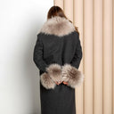 Luxury Real Fur Collar and Cuffs Set for Women, Natural Cool Beige Fox Scarf, Elegant Coat Accessory, Winter Fashion Gift, Anniversary Gift