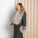 Luxury Real Fur Collar and Cuffs Set for Women, Natural Cool Beige Fox Scarf, Elegant Coat Accessory, Winter Fashion Gift, Anniversary Gift