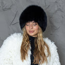 Oversized Fur Beanie, Fluffy Fox Fur Hat, Gray Real Fur Hat Women, Fur Winter Hat, Fuzzy Ladies Hats, Fur Accessories, Wife Birthday Gift