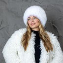 Oversized Fur Beanie, Fluffy Fox Fur Hat, Gray Real Fur Hat Women, Fur Winter Hat, Fuzzy Ladies Hats, Fur Accessories, Wife Birthday Gift