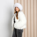 White Fox Fur Mongolian Hat, Real Fur & Leather Winter Hat, Warm Pill Box Hat, Fashion Women Hat, Winter Headwear, Anniversary Gift For Wife