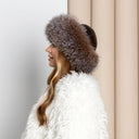 Premium Gold Fox Fur Winter Hat For Her, Women Mongolian Hat, Brown Leather Pill Box Hat, Winter Fur Accessories, Warm Fluffy Hat, Xmas Gift