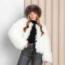Premium Gold Fox Fur Winter Hat For Her, Women Mongolian Hat, Brown Leather Pill Box Hat, Winter Fur Accessories, Warm Fluffy Hat, Xmas Gift