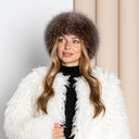 Premium Gold Fox Fur Winter Hat For Her, Women Mongolian Hat, Brown Leather Pill Box Hat, Winter Fur Accessories, Warm Fluffy Hat, Xmas Gift