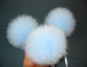 Light Blue Fur Pom Pom, Detachable Pompom For Hat, Large Pom Poms, Sky Blue Fur Ball With Ribbon, Fluffy Bommel, Gift For Her