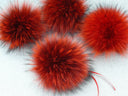 Raccoon Fur Pom Pom with Snap, Real Fur Racoon Pompom, Fluffy Orange Pompon for Hat, Red Fuzzy Bommel, Detachable Pompoms for Hat Decoration