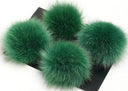 Green fox fur pompom, Real fur pom pom for hat, Fluffly pom pom, Detachable pompom, Fur pompom ball, Fur accessories, Furry balls