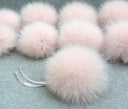 Pink fur pom pom for hat, Fox fur pom pom for beanie, Fluffy pompom, Powder pink fur pompom, Fox fur bommel, Large pom pom, Real fur pompom