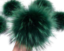 Green raccoon fur pompom, Pom poms for hat