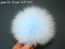 Light Blue Fur Pom Pom, Detachable Pompom For Hat, Large Pom Poms, Sky Blue Fur Ball With Ribbon, Fluffy Bommel, Real Fur Decor For Hat