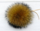 Real Fur Pom Pom for Hat, Raccoon Pompom, Detachable Fluffy Pompom, Brown Fur Ball With Ribbon, Hat Accessories, Craft Supply, Fur Bommel