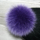 Violet fur pompom for hat, Fur pom poms with ribbons, Pompons for crafts, Purple fluffy bommel, Fuzzy balls, Sewing pom pom, Fur hat Decor