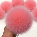 Cute Pink Fur Pompoms, Large Furry Pom Pom with Ribbon, Detachable Fluffy Pompons for Beanie, Fuzzy Balls for Hats, Furry Bommel For Her