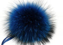Blue fur pom pom for hat, Raccoon real fur pompoms, Removable fluffy pompon, Hat accessories, Craft supply, Fuzzy bommel with ribbons