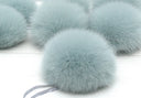 Detachable Pom Pom, Blue Fur Pom for Hat, Large Furry Ball, Gray Fur Accessory, Fox Fur Pom Pom, Real Fur Hat Decor, DIY Gift for Daughter