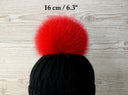 Hot Red Fur Pompom for Hat, Real Fox Fur Pom Pom, Fluffy Bommel, Detachable Pompon, Soft Fuzzy Pompom, Fur Accessories, Soft Furry Ball