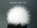 White Large Pompom, Raccoon fur pompom for hat , White Fur, Detachable pompoms, White Luxury Pom Pom, White PomPom, Gift for Her