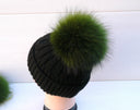 Raccoon Fur Pompom, Real Fur Pom Pom for Hat, Removable Pompom, Green Fluffy Pom Pom, Hat Accessories, Craft Supply, Fuzzy Bommel For Hat